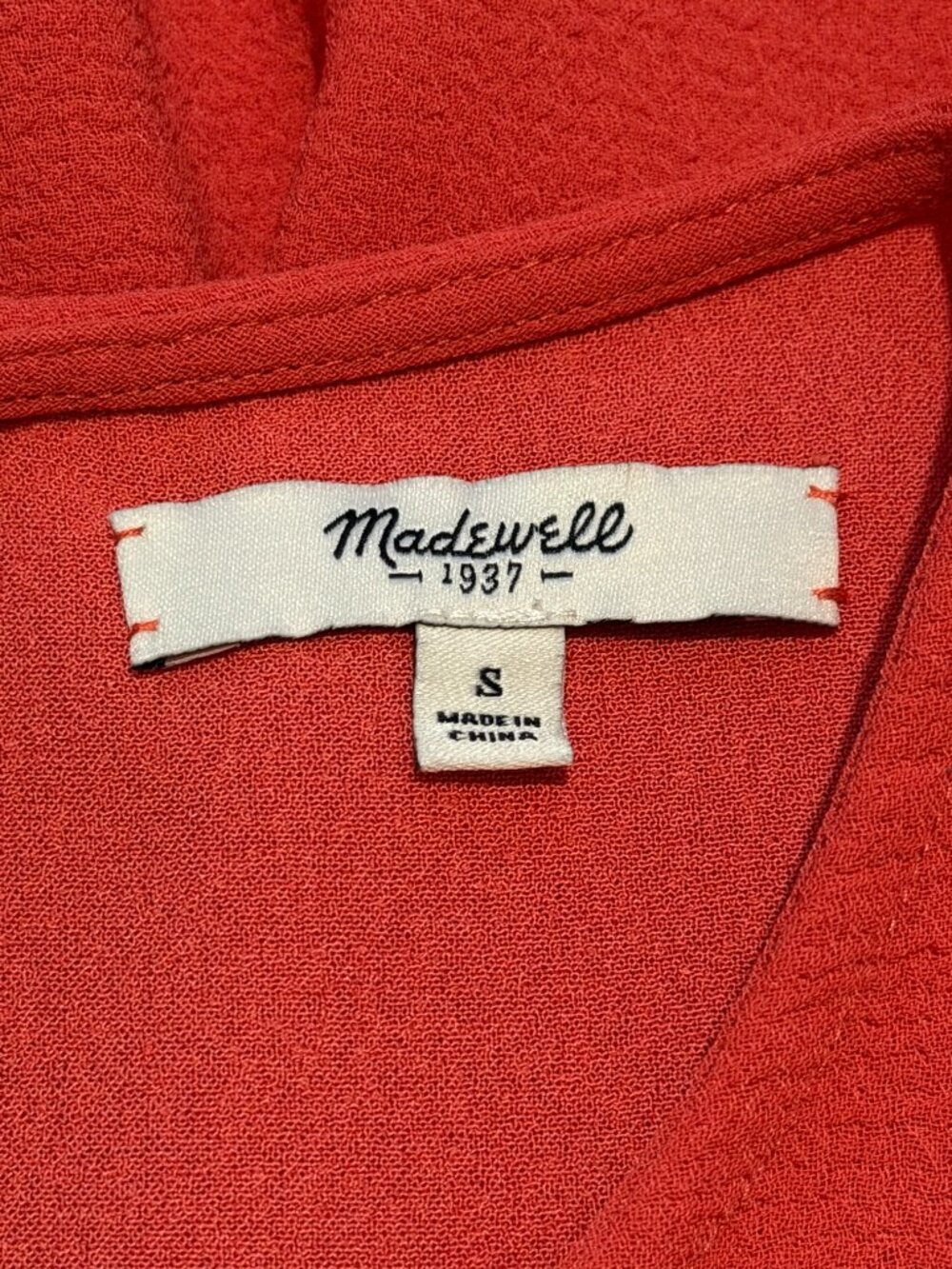 Madewell Red Coral Woven Short Sleeve Top Size S - Picture 8 of 9
